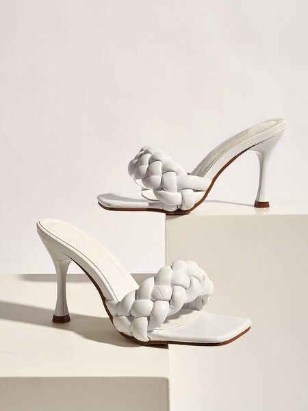 Mules à talons épais à brides tressées