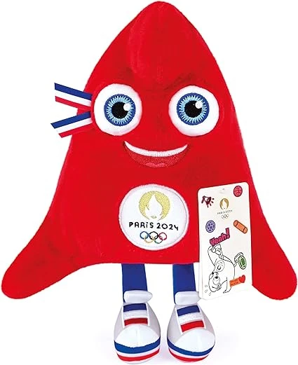 Doudou et Compagnie - Peluche Phryge 25 cm Mascotte Officielle des Jeux Olympiques Paris 2024 - Forme Bonnet Phrygien Rouge - JO PARIS 2024 - Doudou Mascotte Phryge 25 cm - JO2401