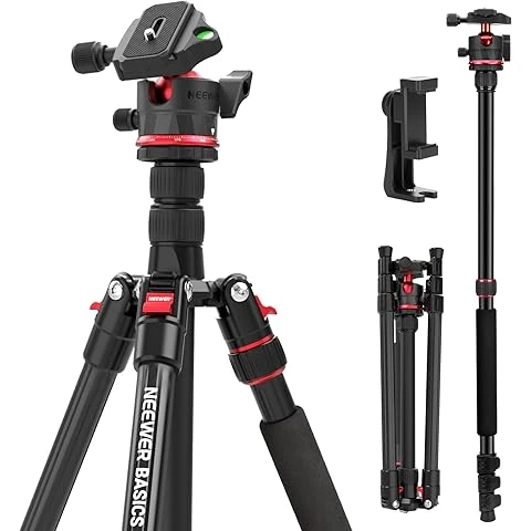 CAMBOFOTO 62cm Mini Trépied, Trépied de Table tête tridimensionnelle, Léger et Portable pour Voyage, Tête 3D Panoramique, Charge 2kg, Sac de Transport