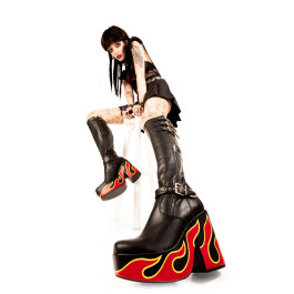 Electric Enemy Chunky Platform Boots Black Pu/Flame