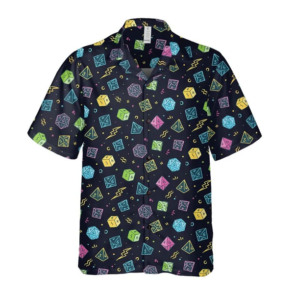 Dnd Pattern Navy Hawaiian Shirt