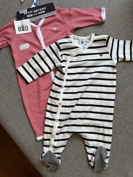 Lot de 2 pyjamas marinière en coton BIO GOTS (3 mois)
