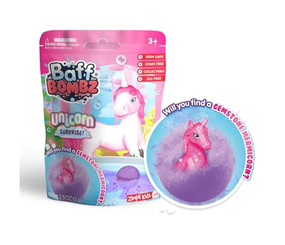 Bombe de Bain Surprise Licorne de Zimpli Kids, 6 Jouets Surprise Licorne à Collectionner, Coffret Cadeau pétillant pour Enfants, Jouet pour remplir Les Bas, Cadeau de Noël pour garçons et Filles