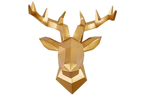 Hansmeier tête de cerf Sculpture - Or - 42 x 41 cm - décoration Murale Moderne - matériau Robuste - raffiné, élégant, Abstrait (Or)