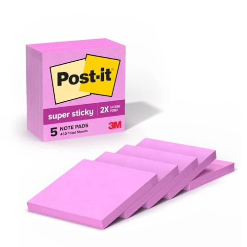 Post-it | Super Sticky Notes, 5 Sticky Note Pads, 3 x 3 in.