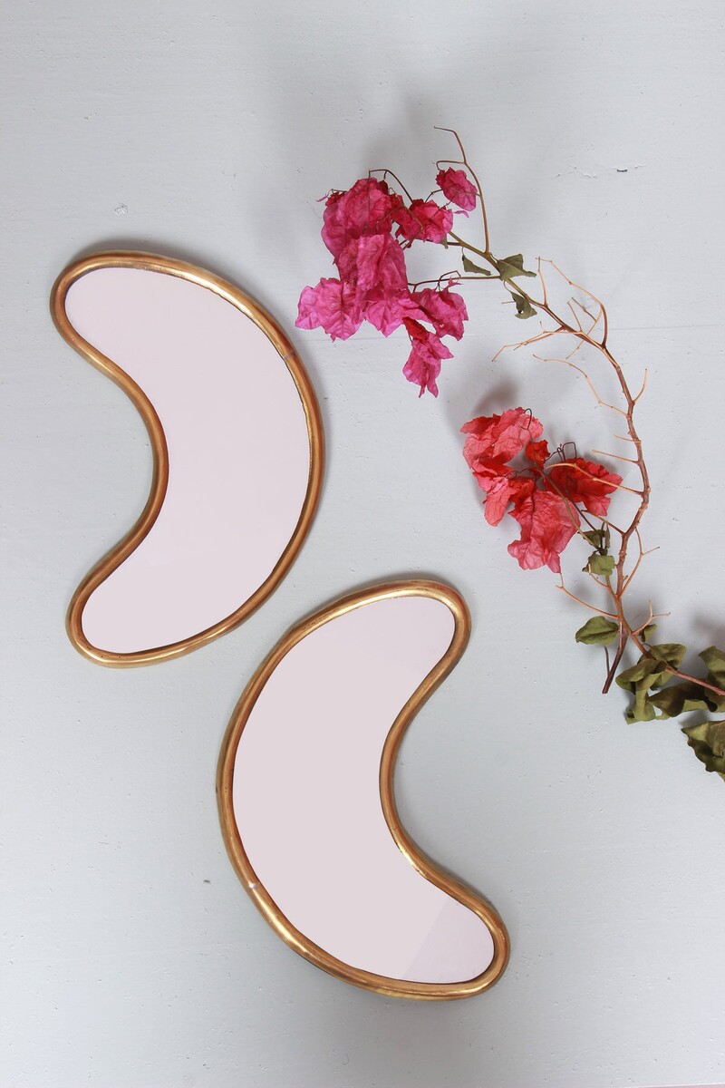 Miroir lune en laiton épais