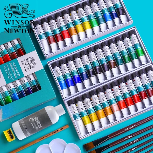 WINSOR & NEWTON 12/18/24 couleurs ensemble de peintures acryliques professionnelles 10ml peinture murale peinte à la main peinture Textile couleurs vives - AliExpress 21