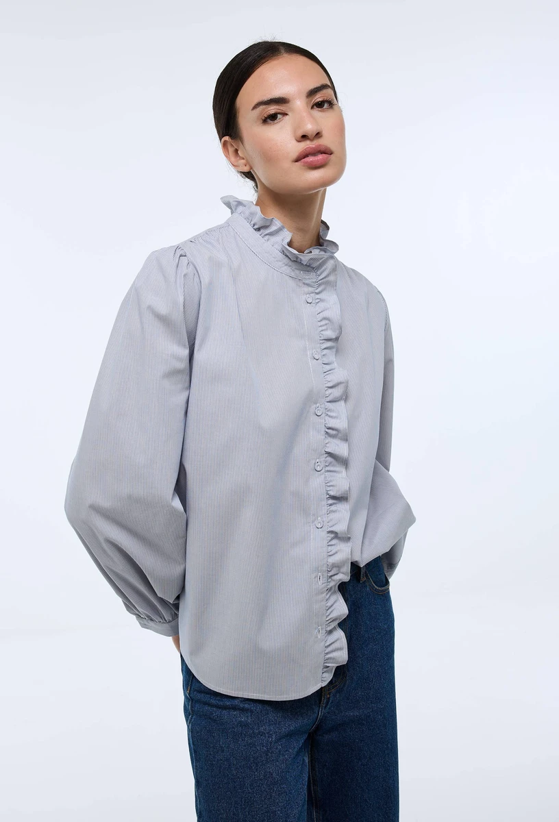 Blouse manches longues rayée en coton BIO GOTS