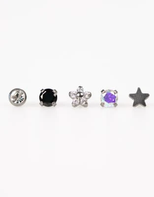 Lovisa - Lot de piercings délicats en titane à arrière plat - Argenté