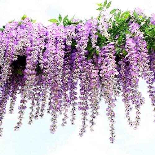 12 pcs Fleurs Artificielles Décoration de la Maison chaque Mèche artificiel Wisteria Fleur en soie pour mariage Décorations Home Garden Party Decor(110 cm)