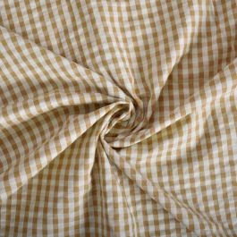 Tissu seersucker vichy bicolore vert clair bronze