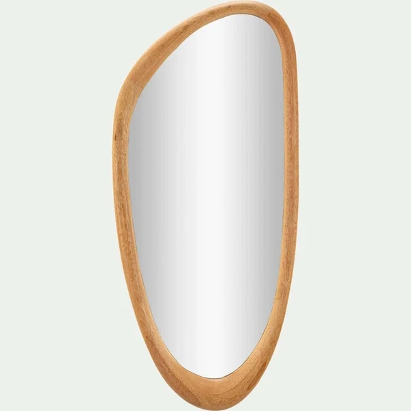 ALMOS - Miroir organique en bois de manguier H80cm - naturel
