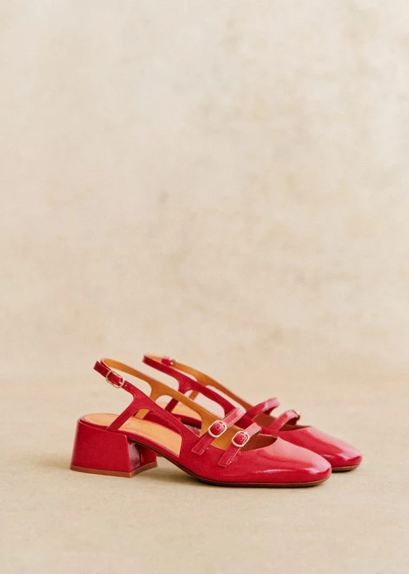 Babies Paula - Rouge Vernis - Cuir caprin vernis - Sézane