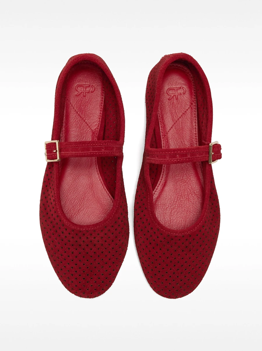 Ballerines en cuir avec bride et boucle Marron Clair | Parfois France