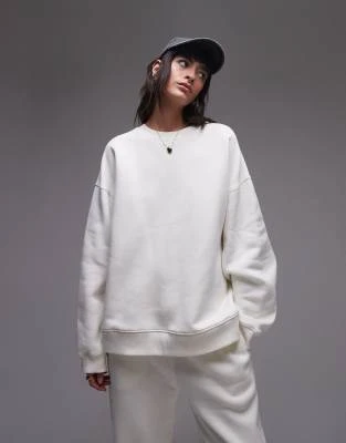 Topshop - Sweat d'ensemble à surpiqûres de qualité supérieure - Écru
