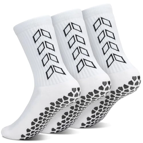 ONEKERUN 3 Paires Chaussette Antidérapante Enfants Respirantes Foot Chaussettes Sport Garçons Fille Basketball Chaussettes de Football pour Enfant Randonnée Course Rugby Tennis 6 à 12 ans