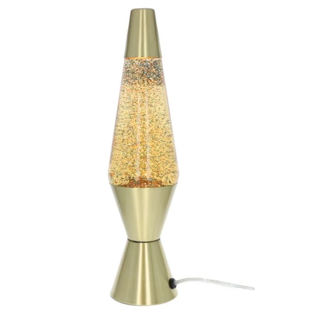 Lampe à lave dorée à paillettes