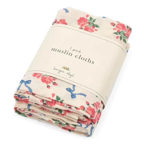 Langes en coton bio Bella Rosita - Set de 3 | Rose