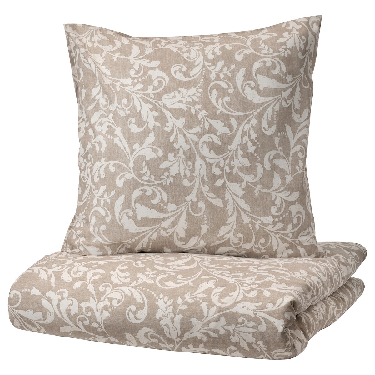 VÅRBRÄCKA Housse de couette et 2 taies - beige/blanc 240x220/65x65 cm