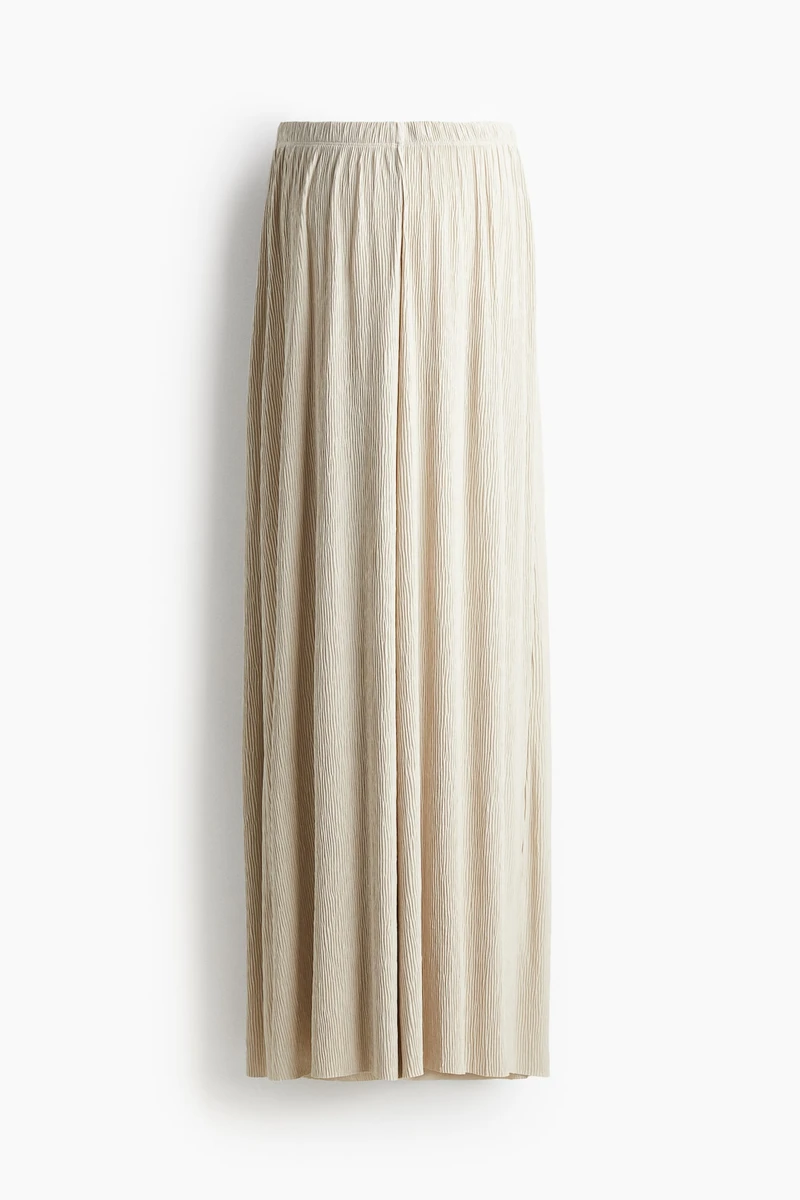 MAMA Pantalon en jersey froissé - Beige clair - FEMME | H&M FR