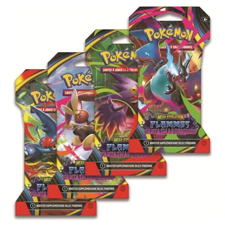 Pokémon JCC - Méga-Évolution - Pack de Booster Blister ME02 Flammes Fantasmagoriques (1 Booster aléatoire) - FR