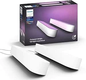 Philips Hue Play White and Color Ambiance Barre lumineuse connectée Pack de 2, unité de base, Éclairage d’ambiance pour TV et gaming (Compatible avec Alexa, Google Assistant et Apple HomeKit), Blanc