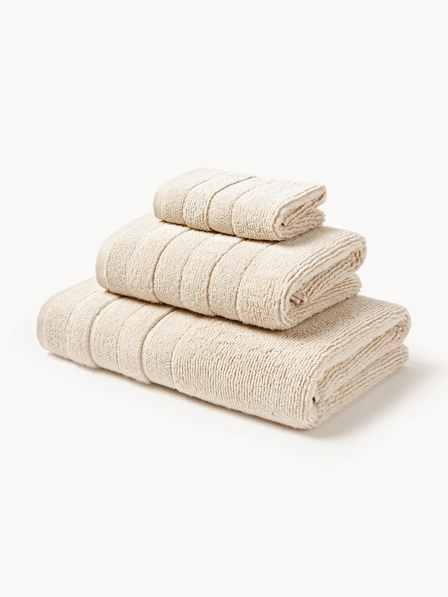 Lot de serviettes de bain avec bordure décorative Luxe, sets de tailles variées | Westwing