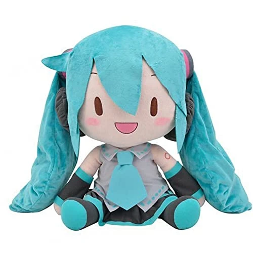 Xinchangda Oreiller en peluche Miku - Figurine en peluche Miku assise de 34 cm - Coussin doux pour anime - Décoration de canapé, coussin pour la maison, literie - Cadeau