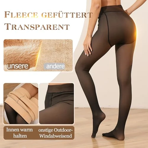 ALEIFLE collant polaire femme,Collants thermiques pour femme,Collant Polaire Femme Effet Transparent (FR/ES, Alpha/lettres, S, M, Taille normale, Taille normale, noir, 220 g, pour 5~20 °C)