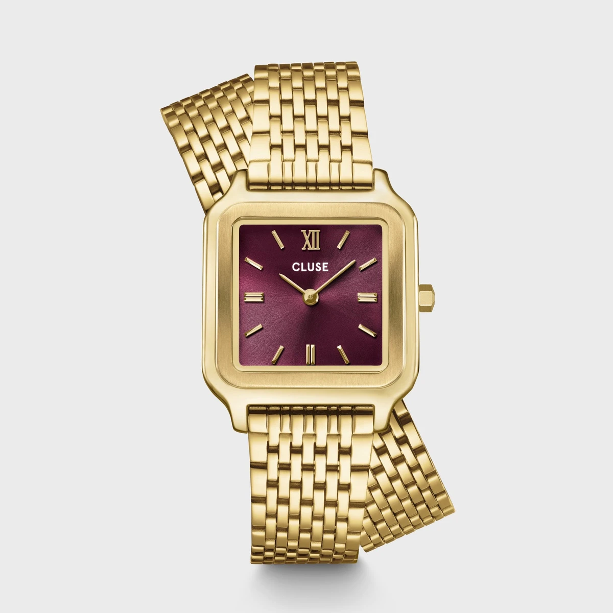 Gracieuse Watch Double Steel, Wine, Gold Colour