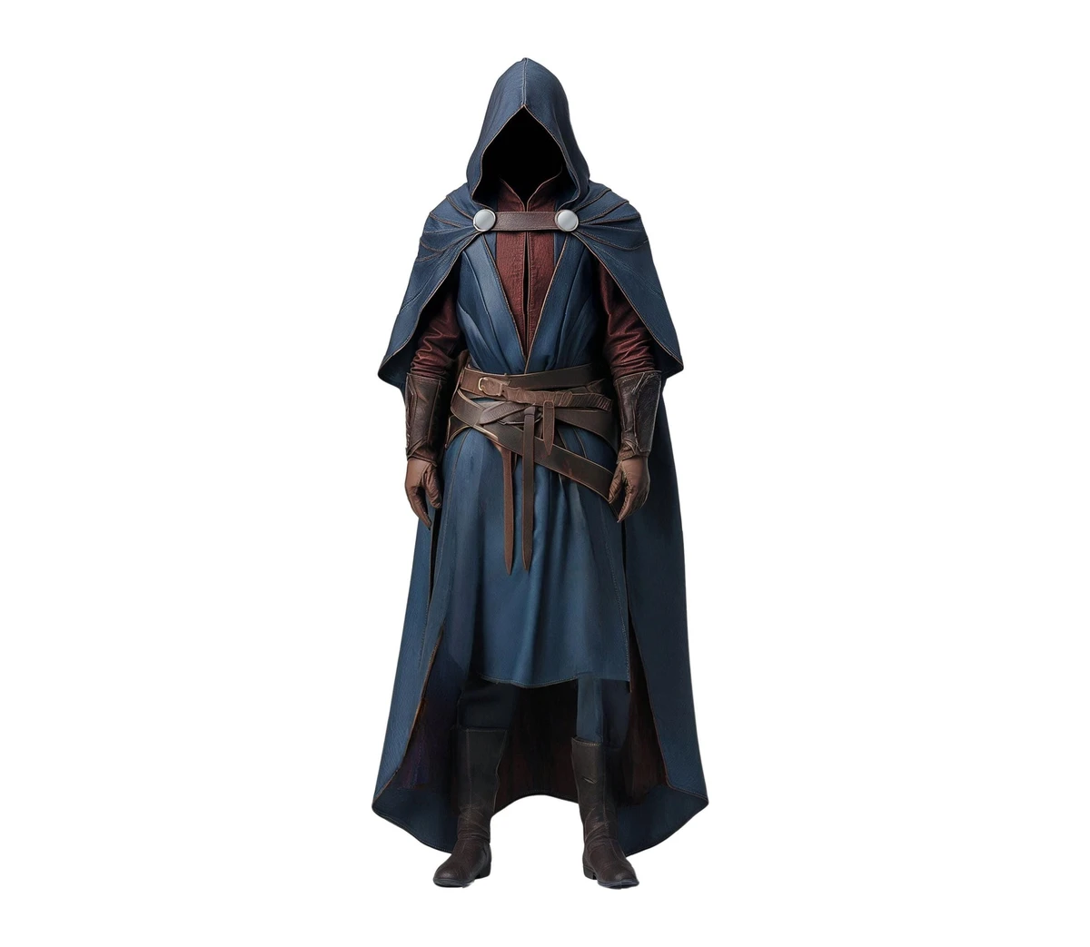 The Shadowed Ranger – Handmade Leather Assassin Outfit Cloak – Medieval Fantasy Hooded Cloak With Vest – DnD Inspired Wizard Costume – LARP Cosplay Festival Robe
