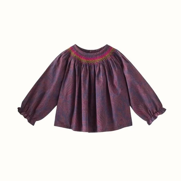 Blouse en Tissu Liberty Smocké - Figue