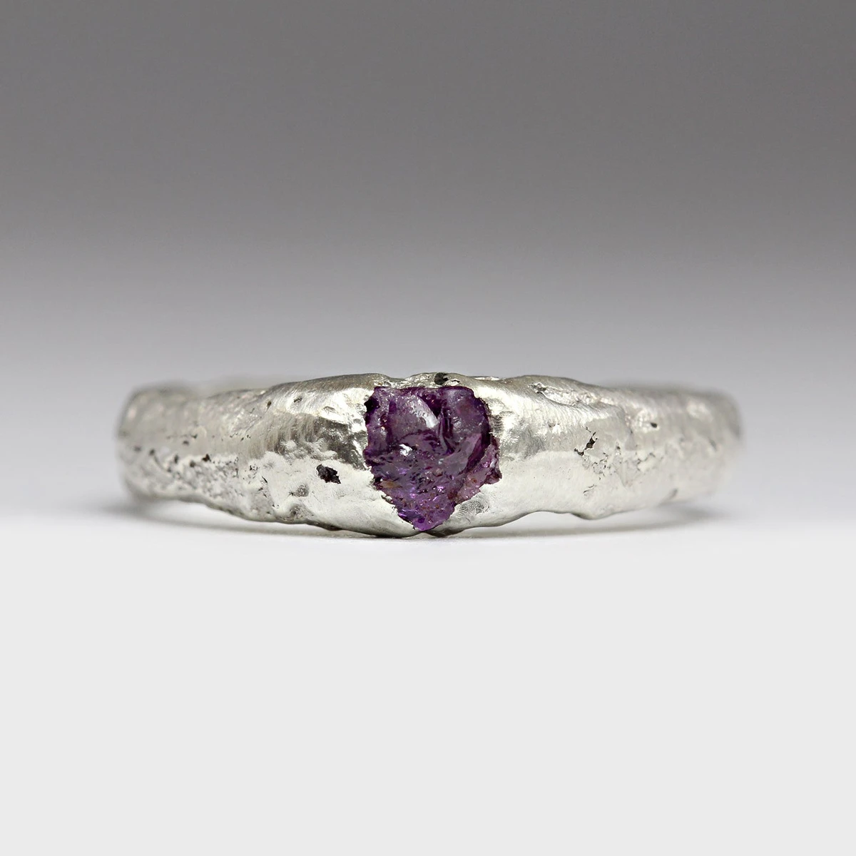 Rough Purple Sapphire Ring in Silver