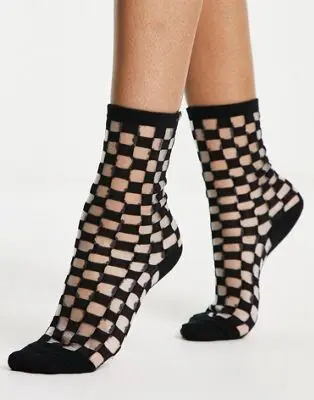 Vans - Chaussettes à carreaux transparents - Noir