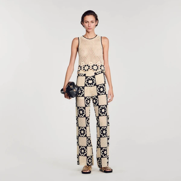 Pantalon en maille crochet