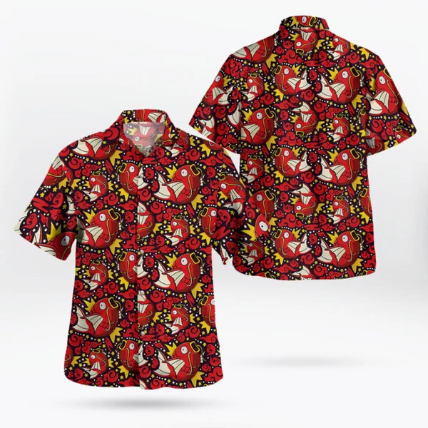 Tropi Pokemon Magikarp Button Up Red Hawaiian Shirt - Tropi Hawaiian Shirts