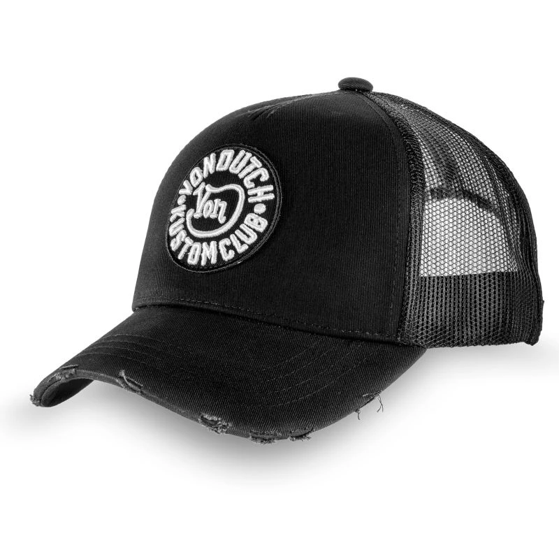Casquette Vondutch Noire Trucker Snapback Effet usé CLUB | Von Dutch