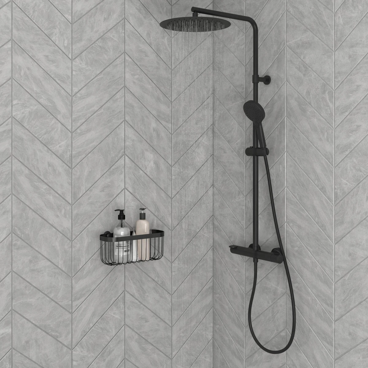 Colonne de douche avec robinet thermostatique, SENSEA Icône, Noir