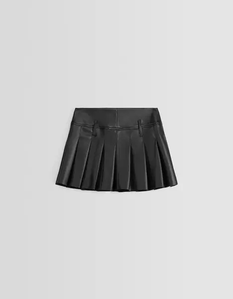 Mini-jupe plissée similicuir