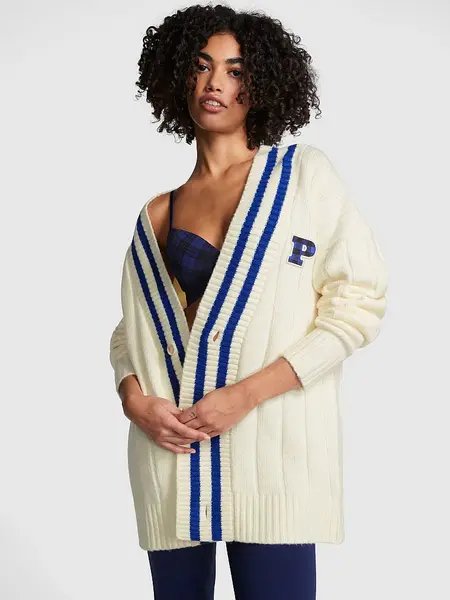 Cardigan en maille varsity - Apparel - PINK