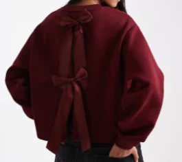 Miss Selfridge - Sweat avec nœuds au dos - Prune