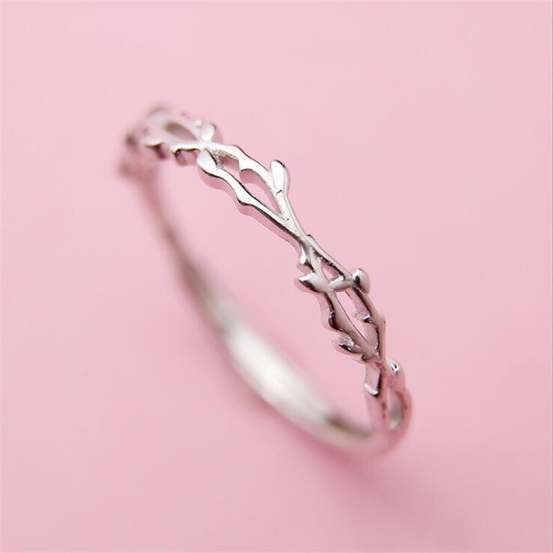 New Simple Twig Thorn Leaf 925 Sterling Silver Jewelry Not Allergic Popular Branch Exquisite Women Opening Rings SR605|Rings| - AliExpress