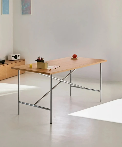 Table à manger rectangulaire en bois et métal Minel (160x80cm)