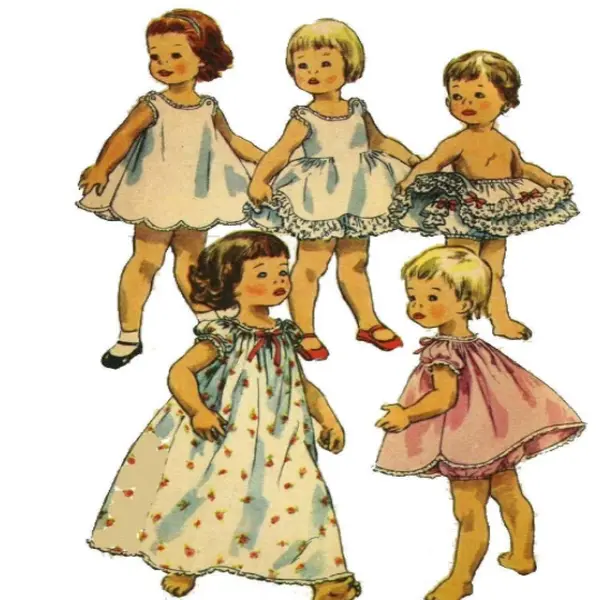 Modèle des années 1950, jupons délicats à froufrous pour enfants - Poitrine 22" (55,9 cm)