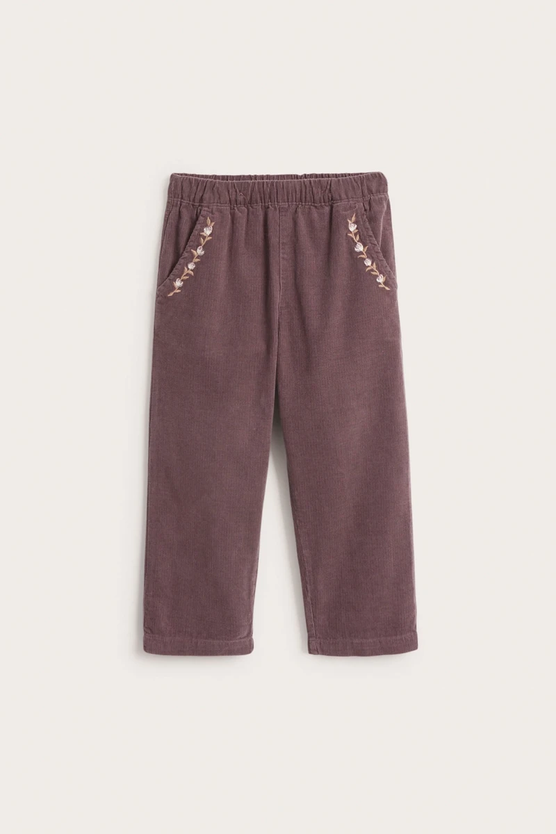 Corduroy trousers with embroidery