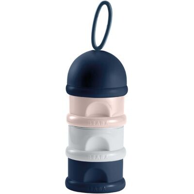 Boîte doseuse de lait empilable bleue foncée et rose
