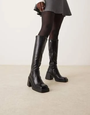 ASOS DESIGN - Charly - Bottes hauteur genou à talon haut - Noir