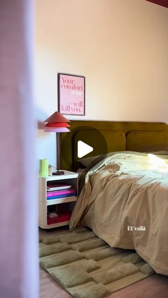 Amel🫰🏼 on Instagram: "Made by hand, dreamed by heart 💘🫒-Panneau mdf @leroymerlin-Couette @ikea-Tissus acheté quartier Montmartre Paris-------do it your self- bold interior - retro vintage home decor - DIY - decoration intérieur coloré - retro home - décoration d’intérieur - eclectic decor - pop - space age - interior style - bold interior - #ikeavintage #myinteriorstyle #retrohome #boldinteriors #colorfullhome #diyproject #interiordesign #interiorinspiration #decohome #decor #diyheadboard #spaceagefurniture"