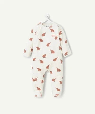 dors bien bébé garçon en coton bio et velours imprimé ourson