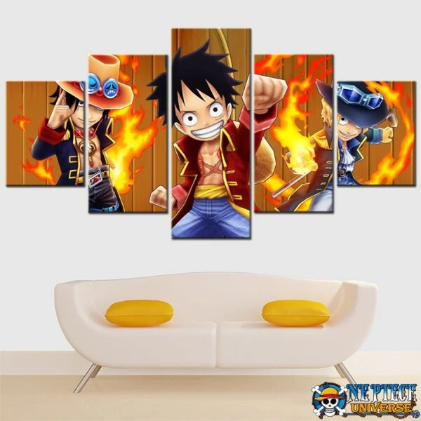 One Piece Luffy Ace Sabo Wall Art Canvas 5pcs | One Piece Universe Store